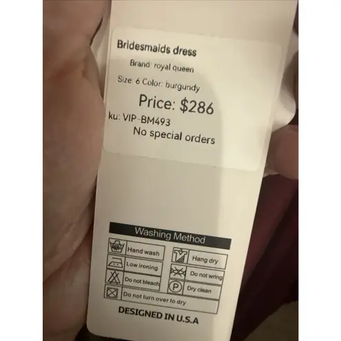 Burgundy Formal Dress with Corset Back Beaded Around Waist and Earrings Size 6 Red