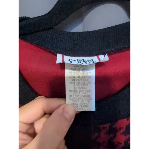 Cricket Lane Women's Large Knit Top & Pants, Burgundy Cardigan & Black Pants Red