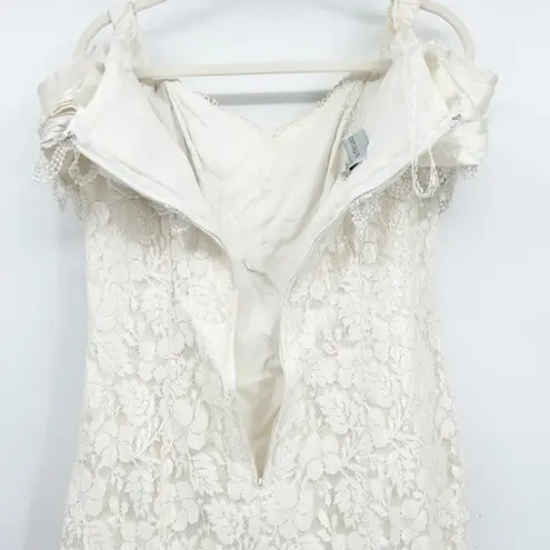 Betsy and Adam Womens Vintage 90s Ivory Lace Bridal Prom Formal Dress Size 16