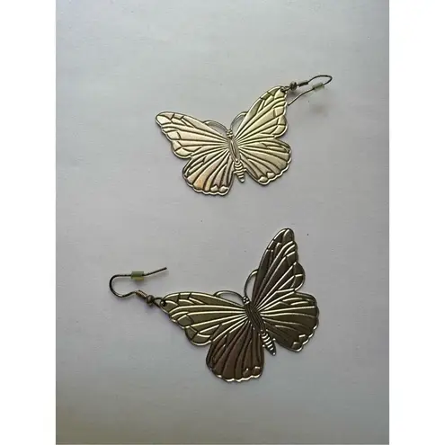 Y2K Vintage Womens White Silver Butterfly Dangle Earrings Feminine Whimsical 90s