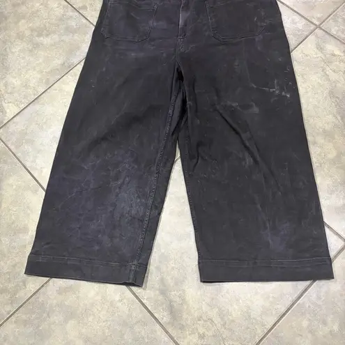 Maeve Anthro. Black Colette Magic Fabric Wide Leg Cropped Pants SZ 20 Plus Sz