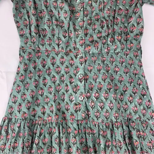 Daughters of India women's XS extra small prairie sage Green Puff Sleeve dress