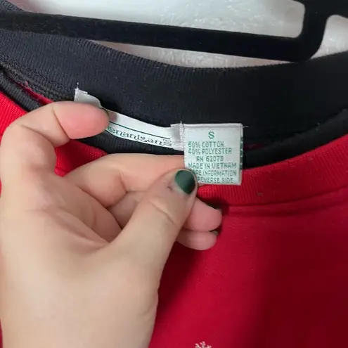 Vintage Christmas Holiday Applique Red Crewneck Sweatshirt Small Granny Cute