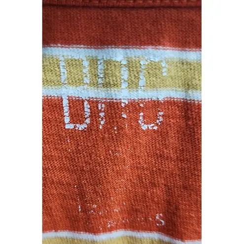 Trendy Orange Striped Crop Top Summer Cotton T