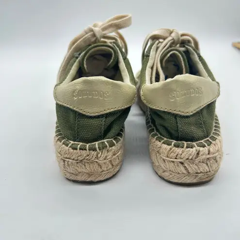 Soludos Izzy Espadrille Sneakers Womens 5 Olive Green Canvas Lace-Up Platform