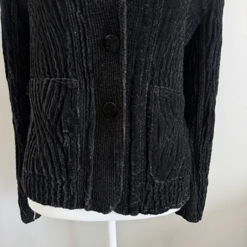 NWT Rhonda Stark Black Crushed Velvet Blazer Cardigan Size S Textured