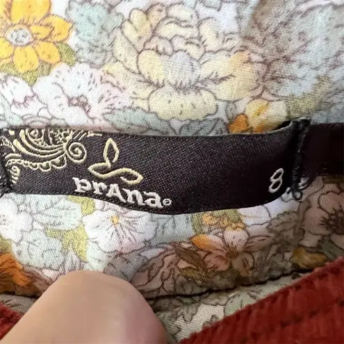 prAna Women's Red Corduroy Boho Mini Skirt Size 8 Casual with Pockets Grunge