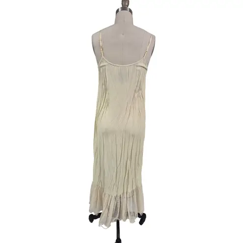 90s April Cornell Hopeless Romantic Boho Creamy Maxi Dress Sheer Mesh Overlay M Size M