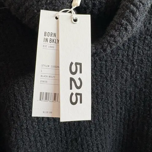 525 Vida Boucle Whip Stitch Pullover NWT Size Large In Black