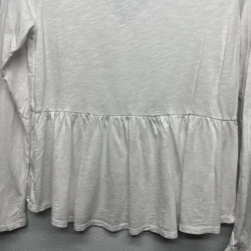 Cloud Dancer White Henley Peplum Women's Top Size Large Pullover Beach Romantic