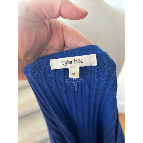 Tyler Boe Cobalt Royal Blue Bell Sleeve Peplum Ribbed Turtleneck Sweater Size M