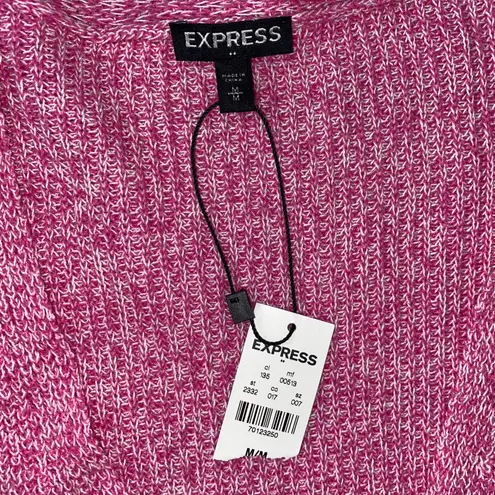 EXPRESS new with tags batwing plunging vneck knit sweater marble pink white M