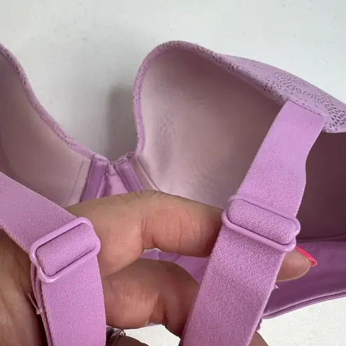 Maidenform 36D Bra Demi T-Shirt Purple Lace Lightly Padded Underwire DM7543
