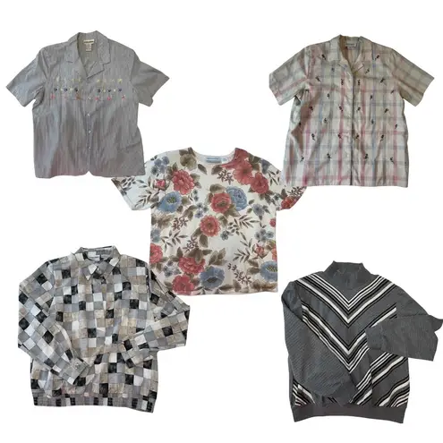 Alfred Dunner Vintage Lot of 5 Petite XL Blouses Size PXL 14P 16P Bundle