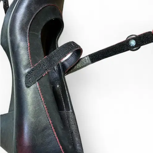 NAOT Luma Red Black Leather Mary Janes Chunky Heel Pump Shoes EU 39 US 8 Goth