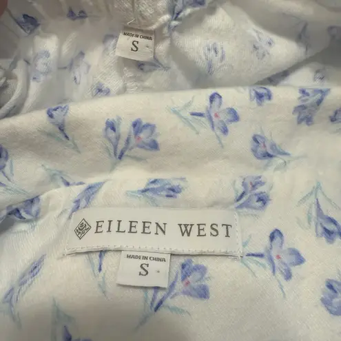 Eileen West Pajama Set Sz Small Top & Pants White Floral Cottagecore Grannycore