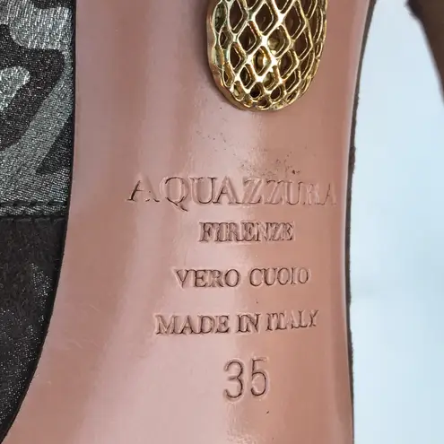 Aquazzura women’s Sexy Thing 105 metallic camouflage suede cutout sandal IT 35 5