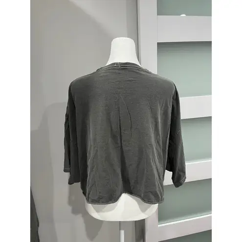 Blondie Rock Band Graphic Crop Top Distressed Grey S M Gray