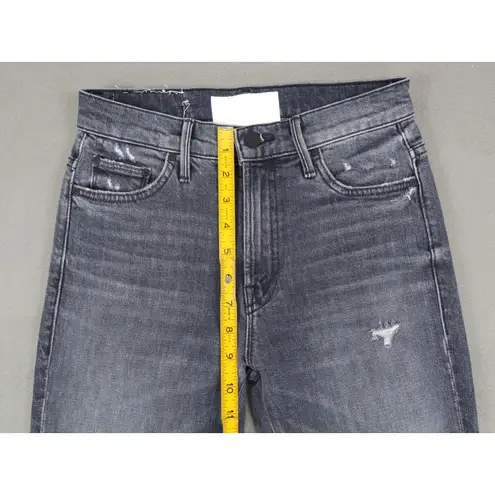 MOTHER The Insider Crop Step Chew Distressed Jeans Size 24 Pedal Medal Destroyed Gray