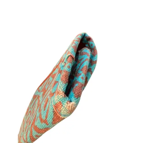 KAVU Trendy Geometric Print Wallet Blue Brown Trifold Zip Pocket ID Holder READ