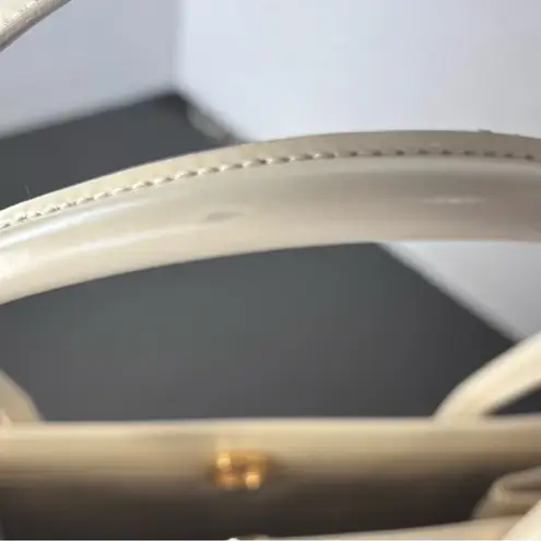 Lancel Paris Leather Ivory Handbag Satchel Shoulder Bag w/ Dust Bag