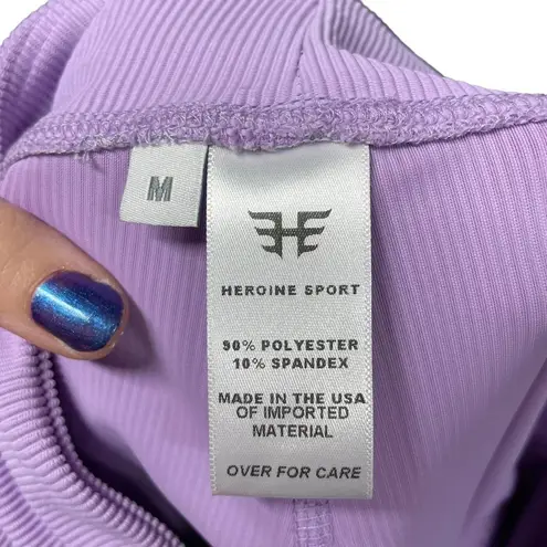 Heroine Sport Ribbed Cropped Leggings Lavender Purple Size Medium