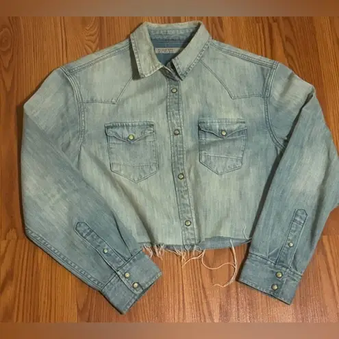 All Saints Raw edge distressed Denim Jacket size 2