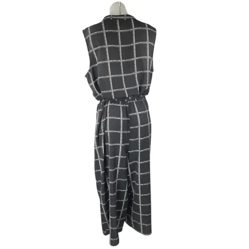 Apt. 9  Women's Black Checkered Sleeveless Tie Waist Wide Leg Crop Jumpsuit XXL - Image 2