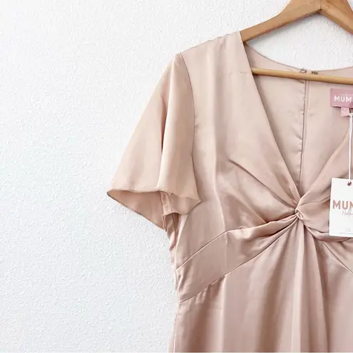 Show Me Your Mumu  Rome Twist Maxi Gown in Champagne Luxe Satin