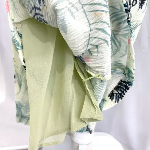 Foxiedox New Lace Ruffle Printed Cropped Strapless Jumpsuit Green Petite Size XS