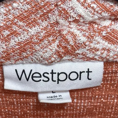 Westport | Orange & Cream Tweed-Look Open-Front Cardigan | Large