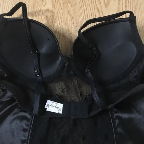 Playboy New Women’s  2Pc Lacey Bustier Thong Set Underwired Padded Size Large - Image 5