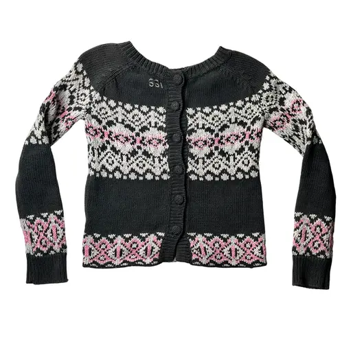 Odd Molly Fair Isle Sweater Knit Pullover Pink White Black Size 0