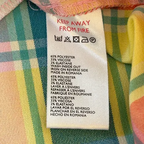 Urban Outfitters  madras rainbow pastel plaid zip stretch mini skirt y2k large