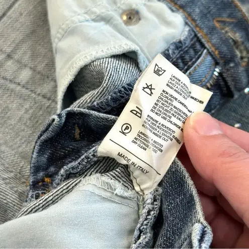 Blumarine US 4 Swarovski Crystal Embellished Denim Shorts Logo Plaque Vintage Blue