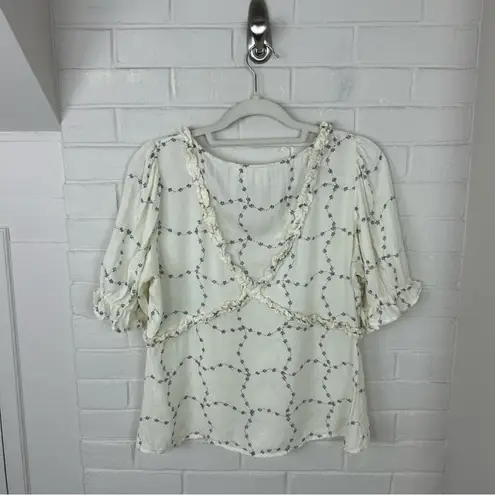 Atelier Reve French Brand Light Floral Ruffle Chic Blouse Top Size EU 38 White