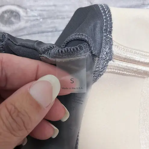 Sunwren Sport Gunmetal Pale Pink Mesh Racerback Cropped Tank Sports Bra Small Gray