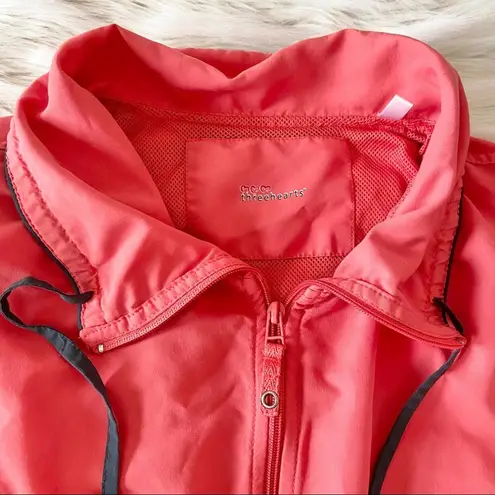 Three Hearts Pink Full Zipper Windbreaker Jacket