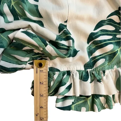 Piyama Monstera rayon romper, ruffle sleeves and hem, SIZE XL, EUC Green