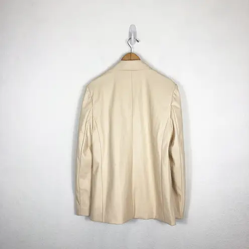 We Wore What Faux Leather Blazer Medium Cream Oversized Quiet Luxury Minimalist