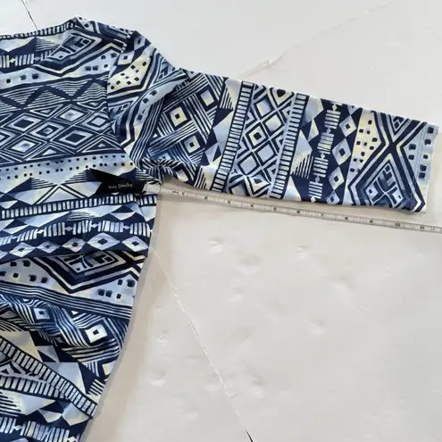 J. McLaughlin Blue White Geometric Catalina Cloth Nicola Dress MEDIUM