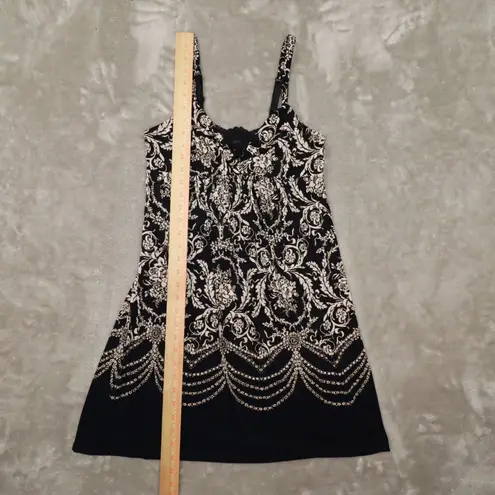 Soma Black White Floral Night Gown Chemise Adjustable Straps Women's Small