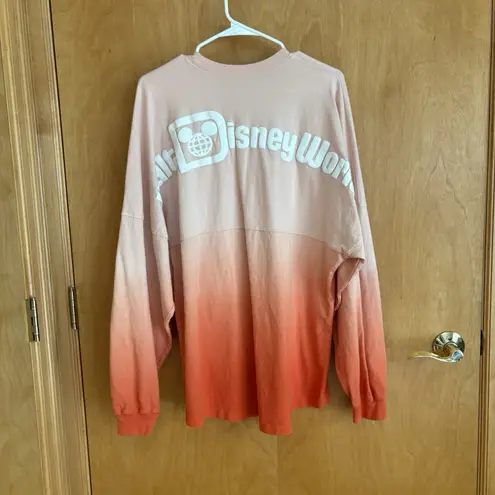 Disney Walt  World Spirit Jersey Size Large Coral‎ Ombre 2 Tone Long Sleeve Shirt