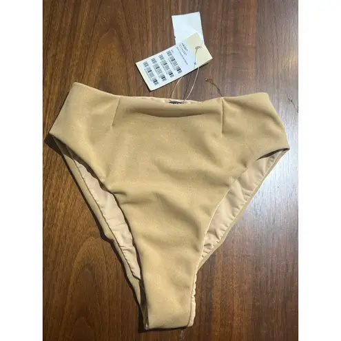 HAIGHT. Crepe Highleg Hotpant Bikini Bottoms in Satu Medium New Womens Swim Tan