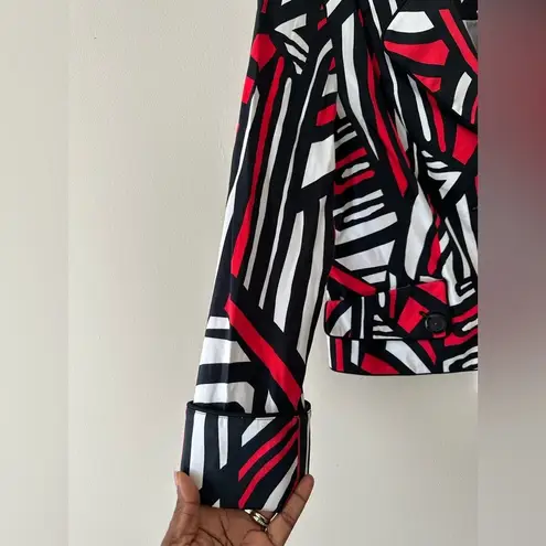 Abbie Mags Aztec Print Two Button Notch Lapel Vintage Boxy Blazer Size SP Red