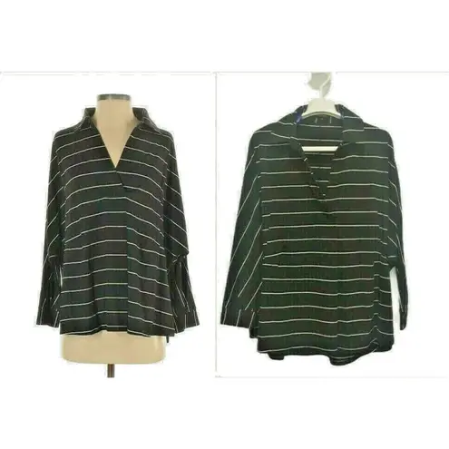 Olive Scent Womens Small Top Black Raw Edge 3/4 Sleeve Oversized Lagenlook Boho - Image 2