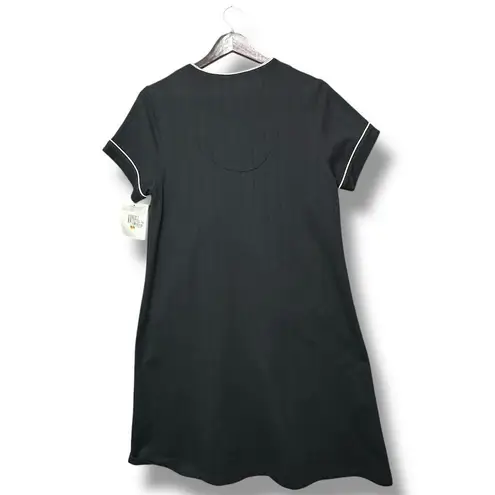 Eileen West Women's Short Sleeve Zipper Front Chemise Night Gown Black Size S