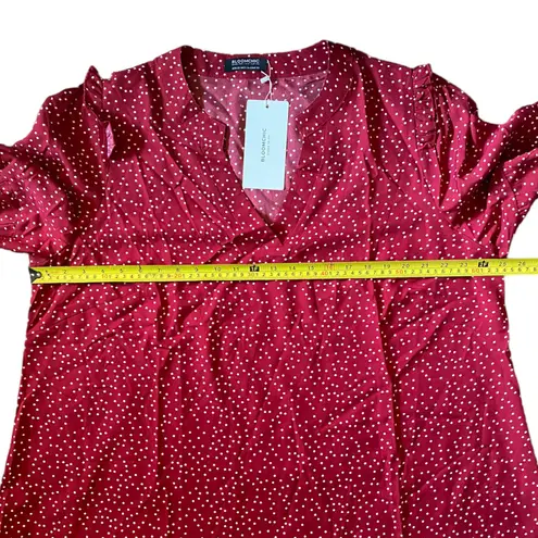 Bloomchic Red & White Polka Dot V Neck Shirts Size 18/20 New