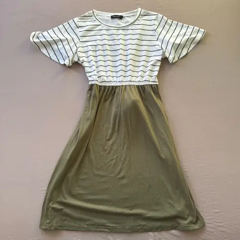 Merokeety Striped Tie Waist Swing dress