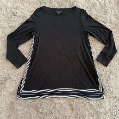 J. Jill Wearever Collection Black tunic w/ White/blue stripes on the side SZ S P